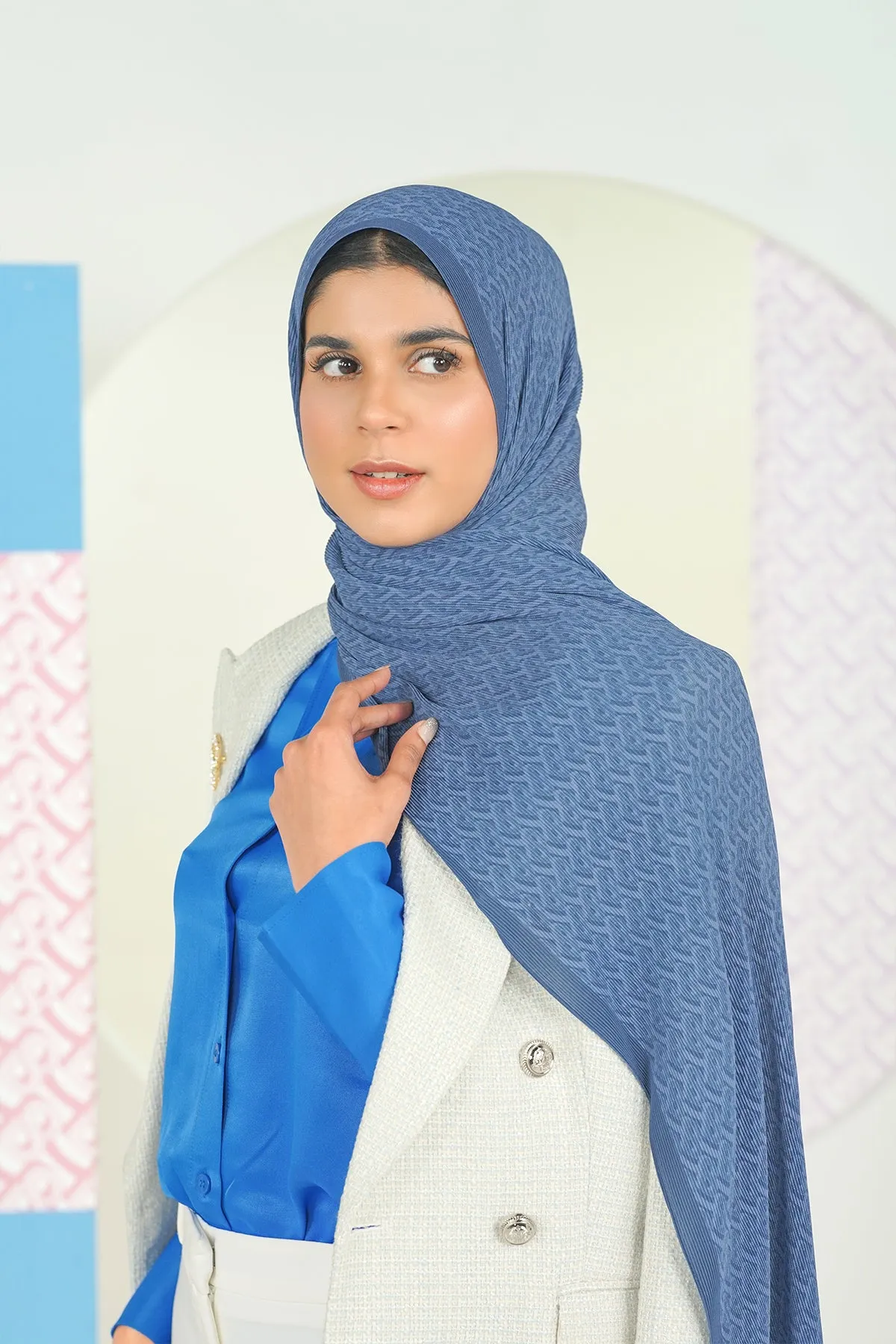 Bimu Pleated Shawl - Navy