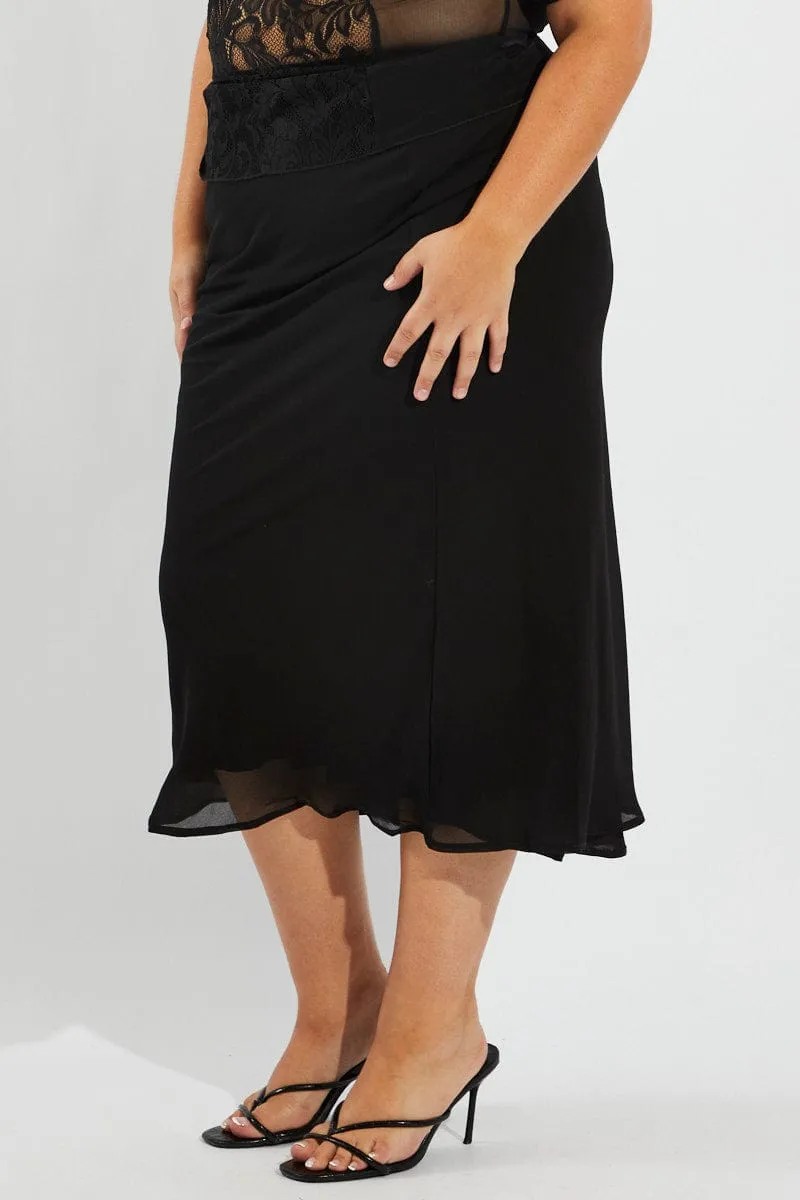 Black Bias Chiffon Maxi Slip Skirt