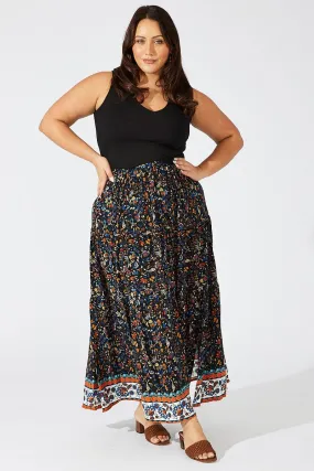 Black Boho Boho Maxi Skirt with Split