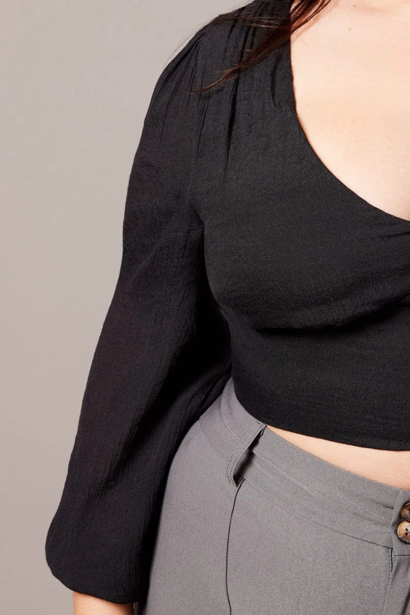 Black Crop Top Long Sleeve