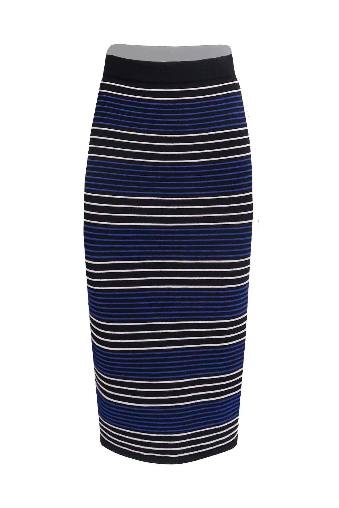 Black Maxi Skirt With Blue & White Stripes