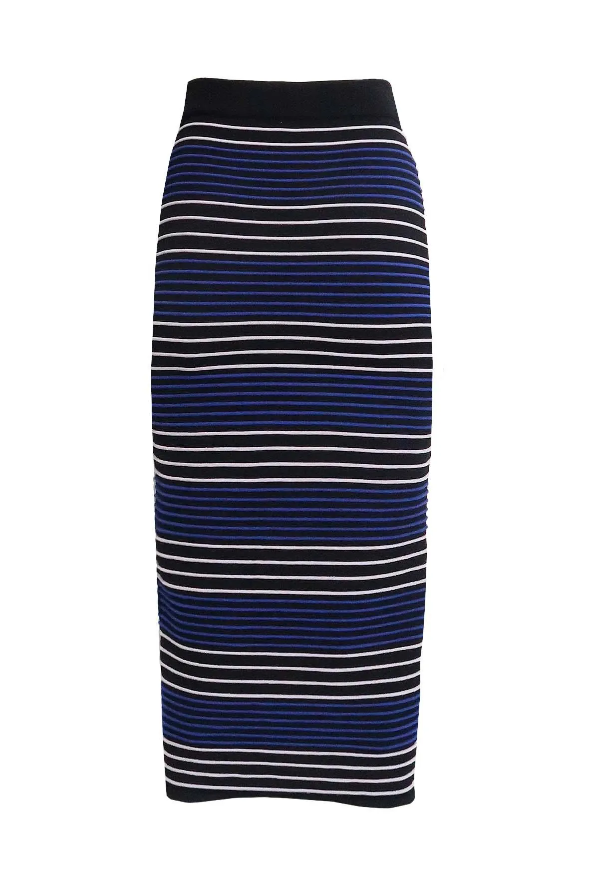 Black Maxi Skirt With Blue & White Stripes