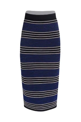 Black Maxi Skirt With Blue & White Stripes