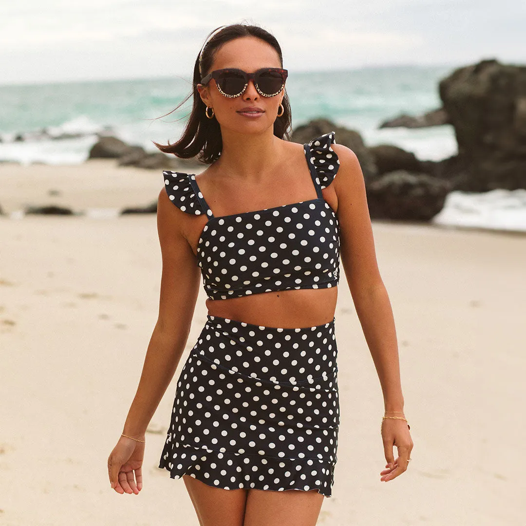 Black Polka Dot Bella Crop Top