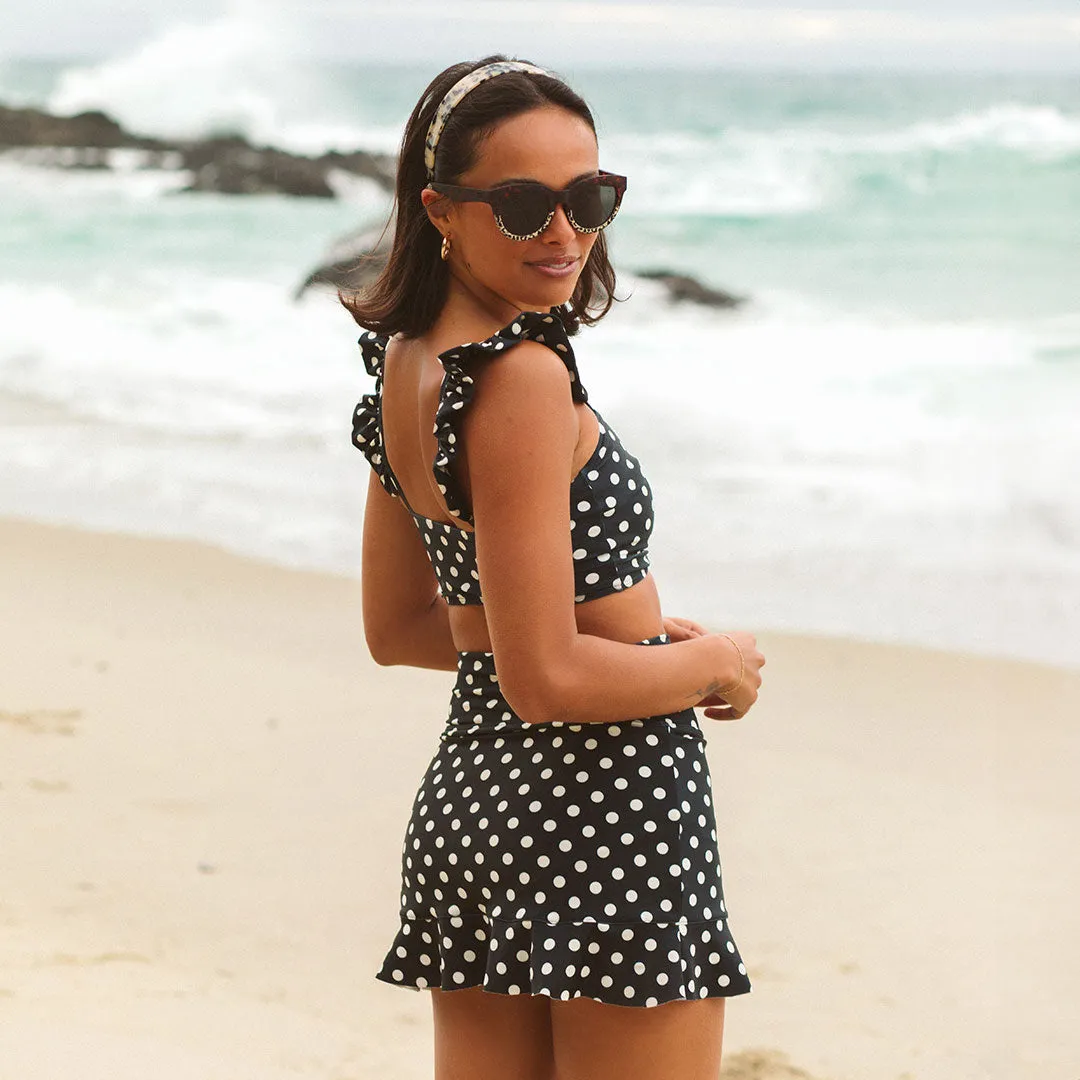 Black Polka Dot Bella Crop Top