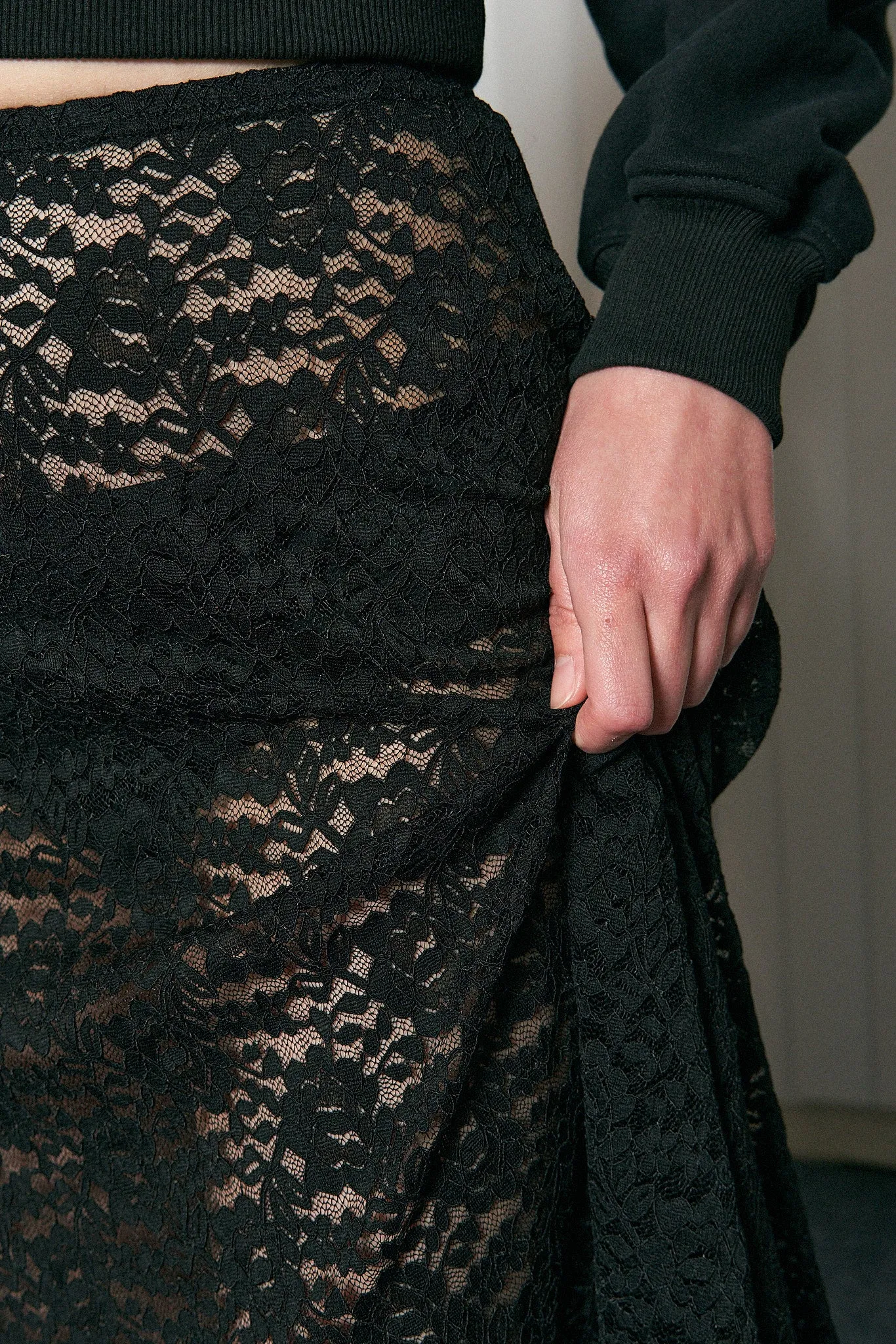 Black Rose Lace Maxi Skirt