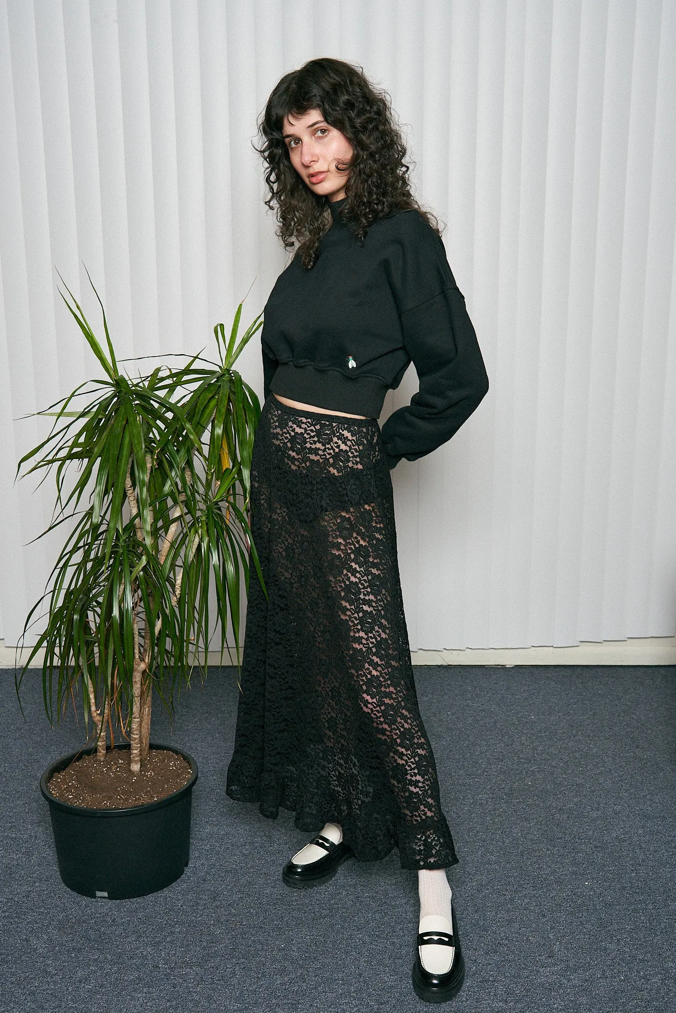 Black Rose Lace Maxi Skirt