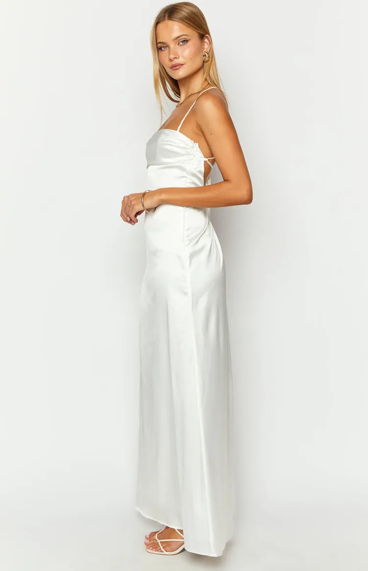 Blaise White Satin Maxi Dress