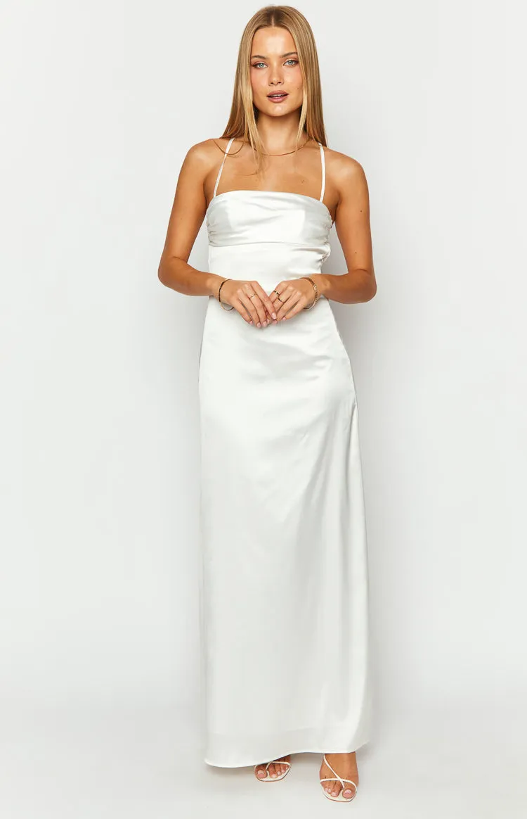 Blaise White Satin Maxi Dress