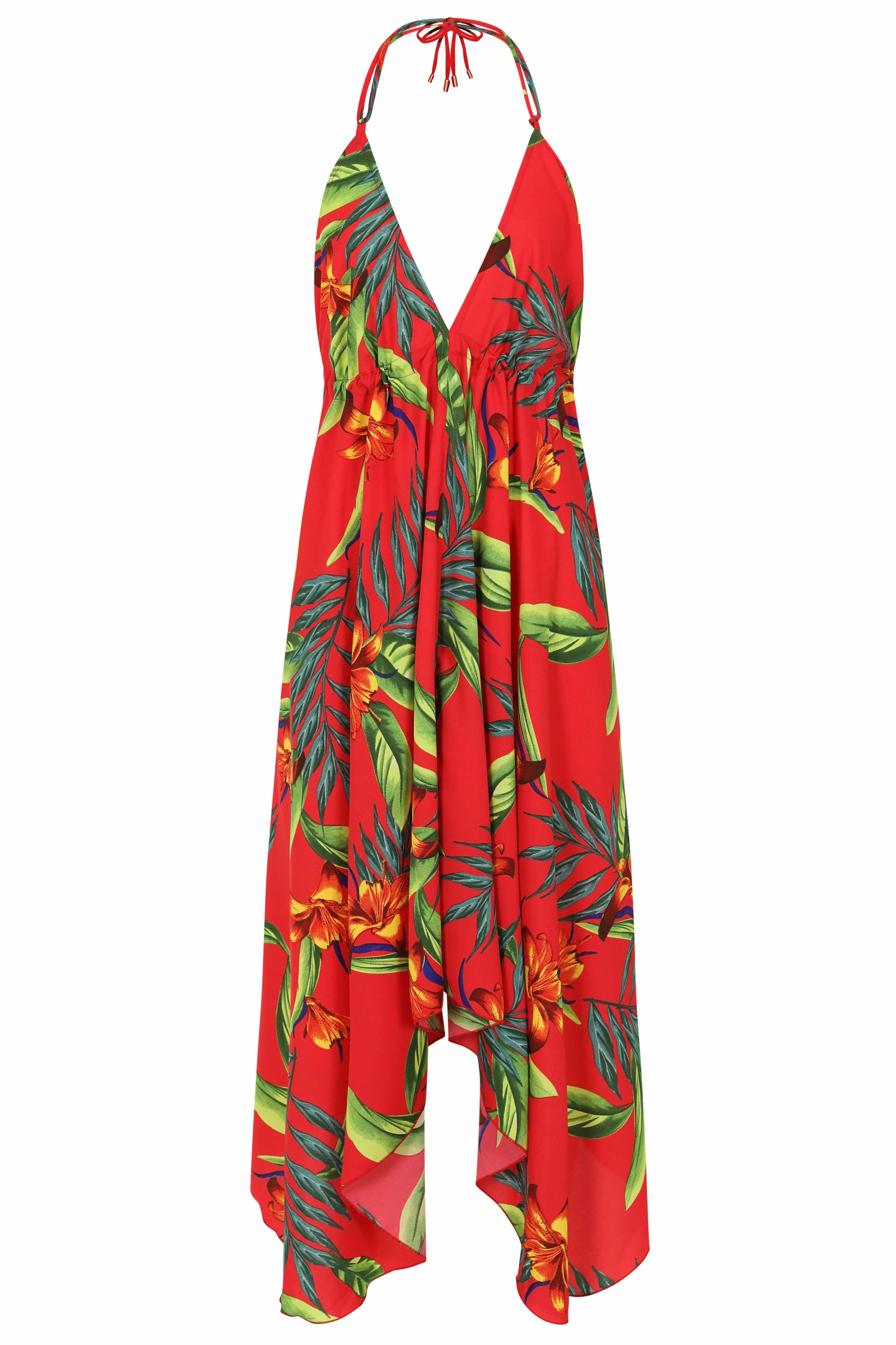 Boho Maxi Dress in Red Tropical