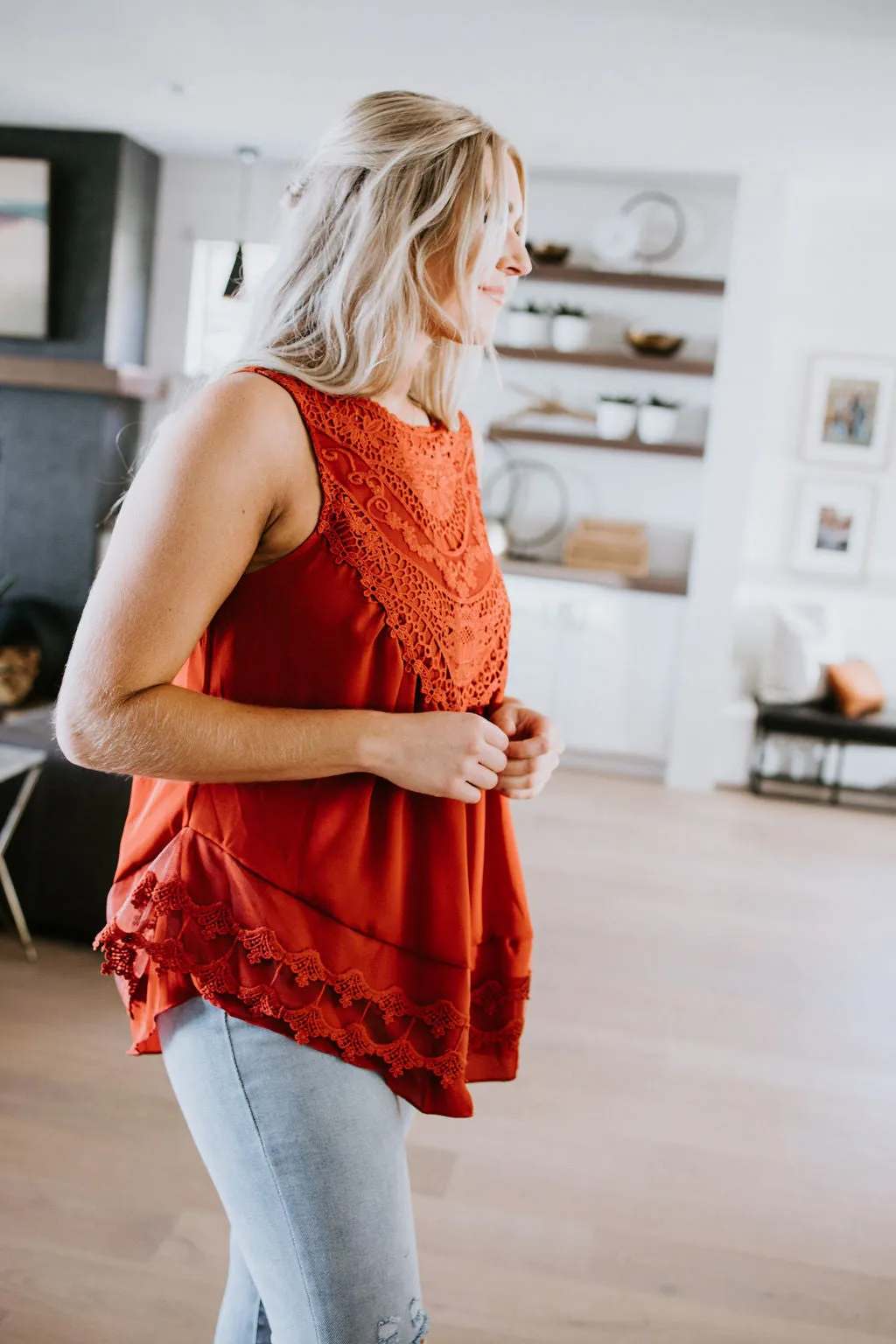 Brenley Lace Trim Tank Top