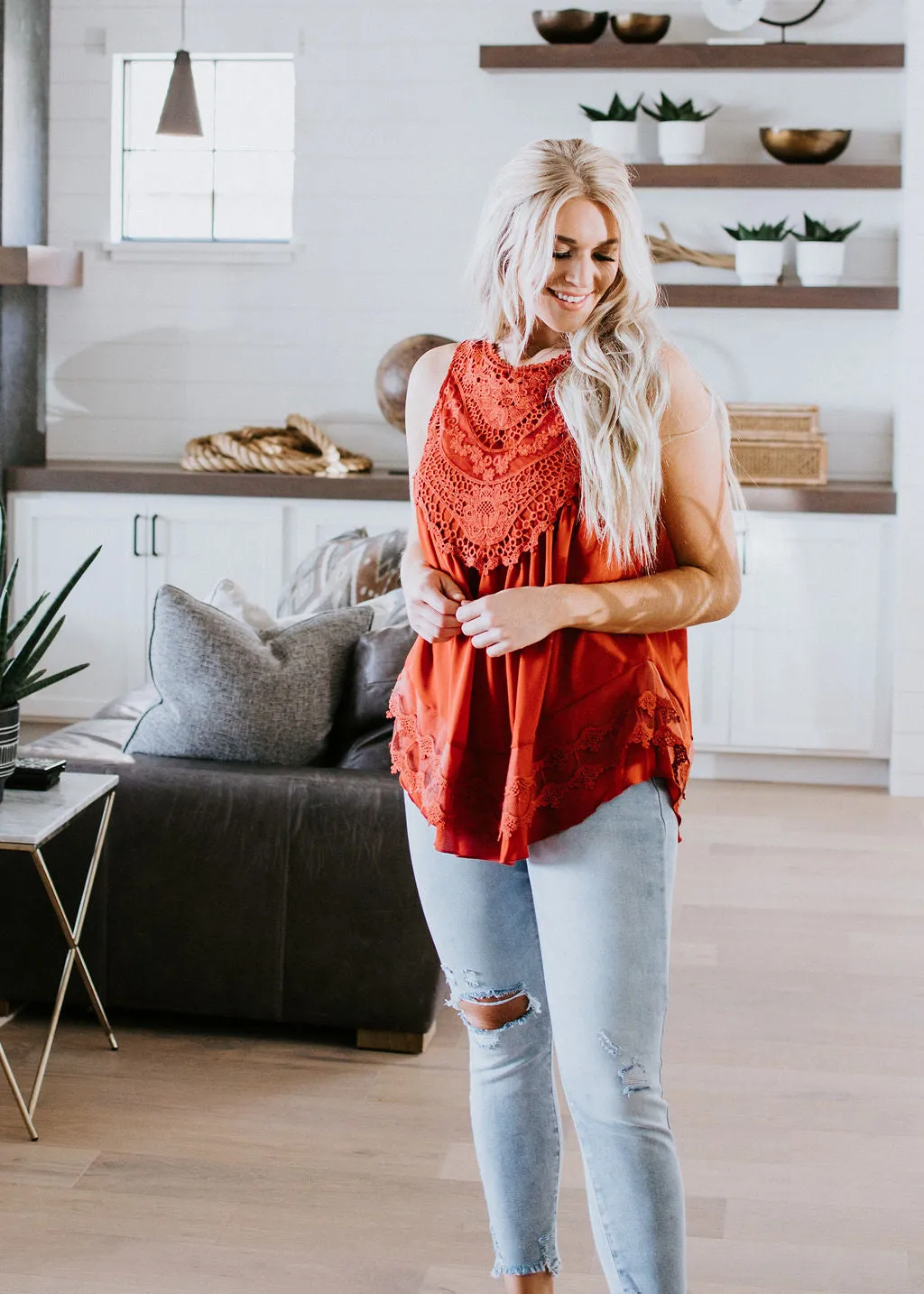 Brenley Lace Trim Tank Top