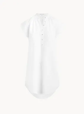 Cap Sleeve Henley Dress - White