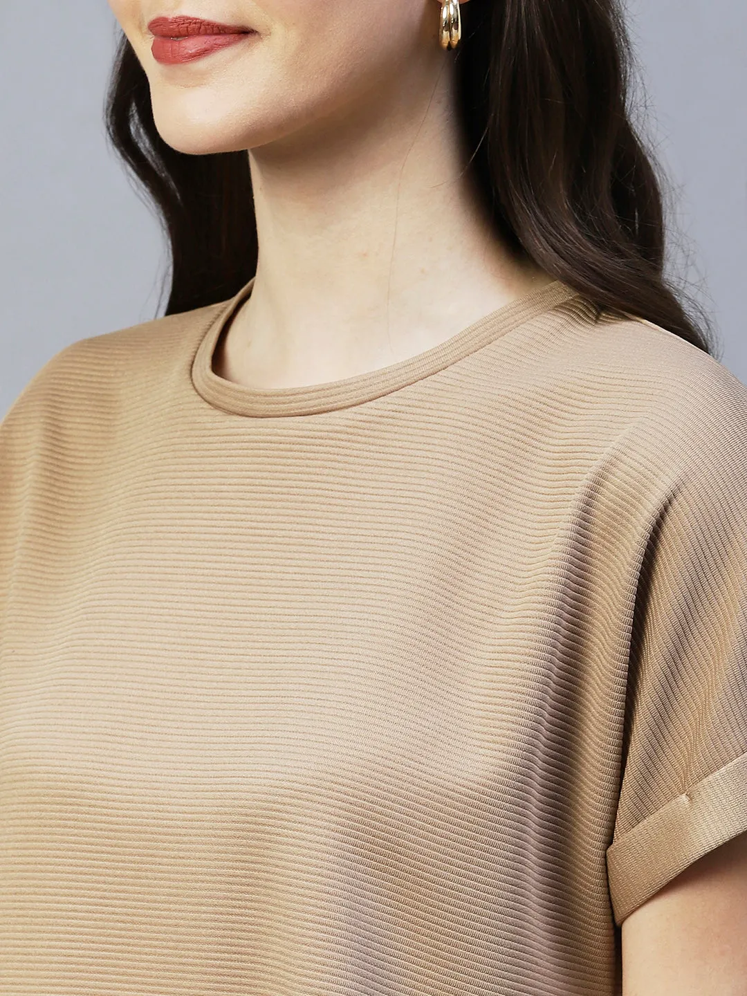 Cap Sleeves Poly Corduroy Crop Top