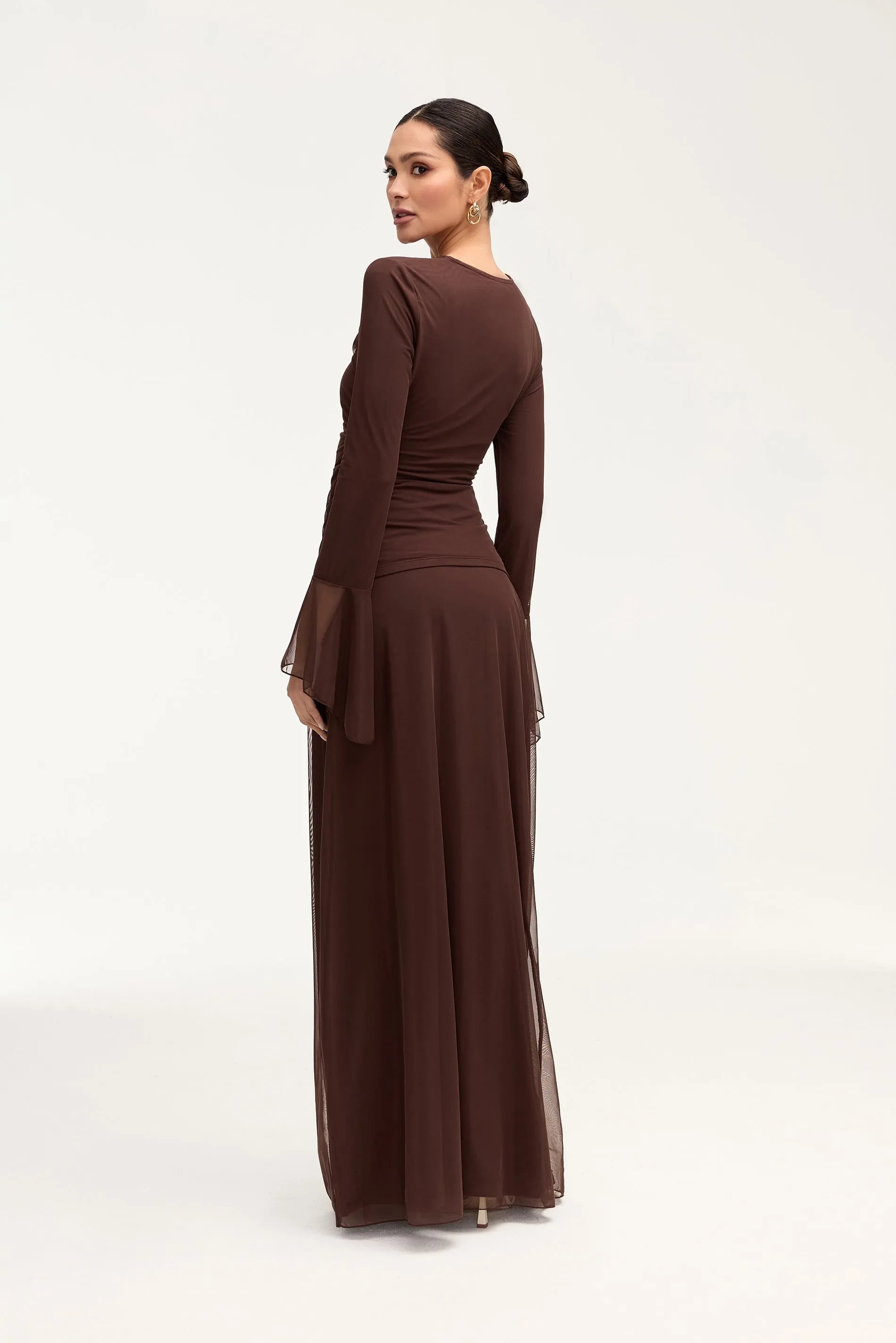 Carmela Mesh Maxi Skirt - Espresso