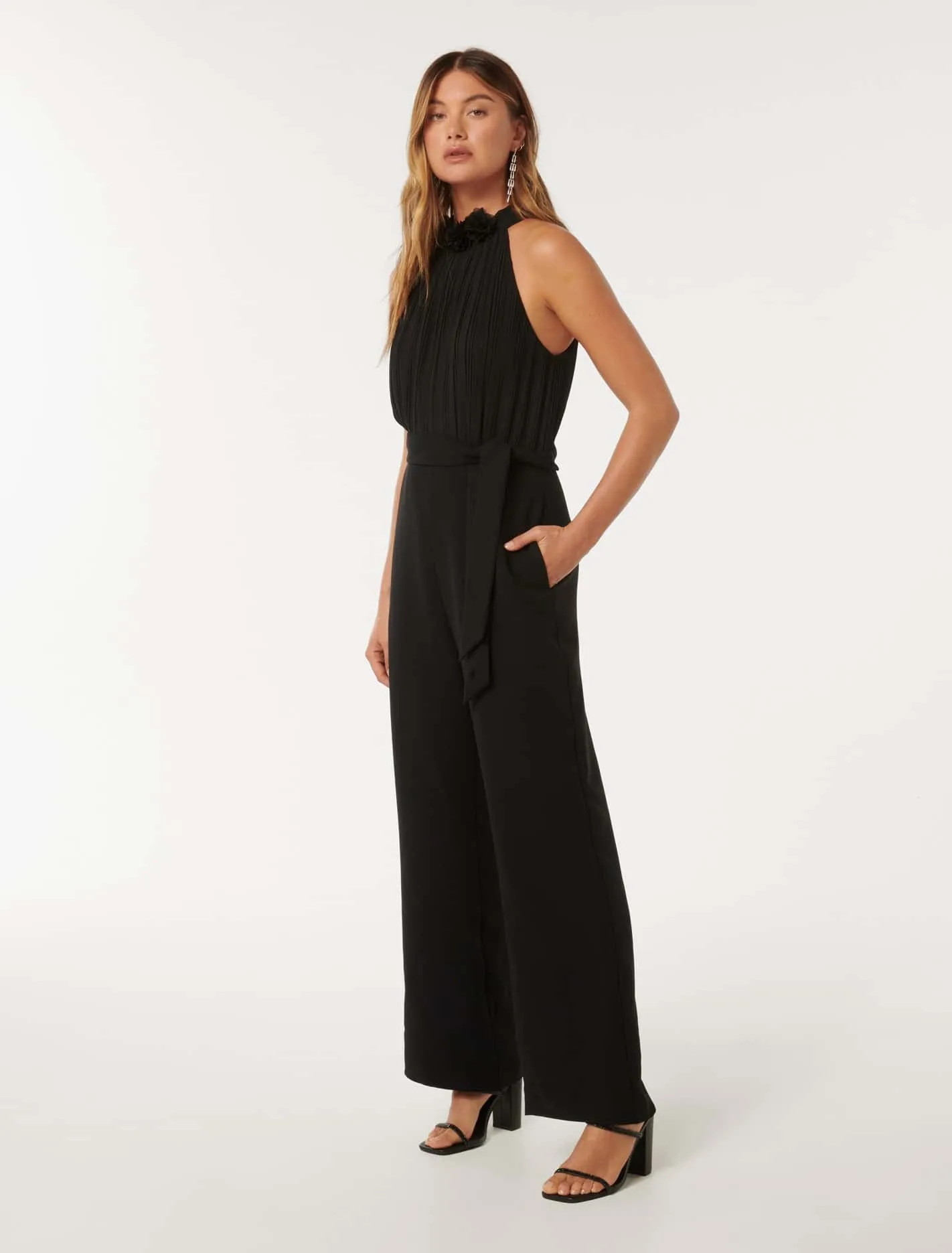 Carter Pleated Rosette Jumpsuit