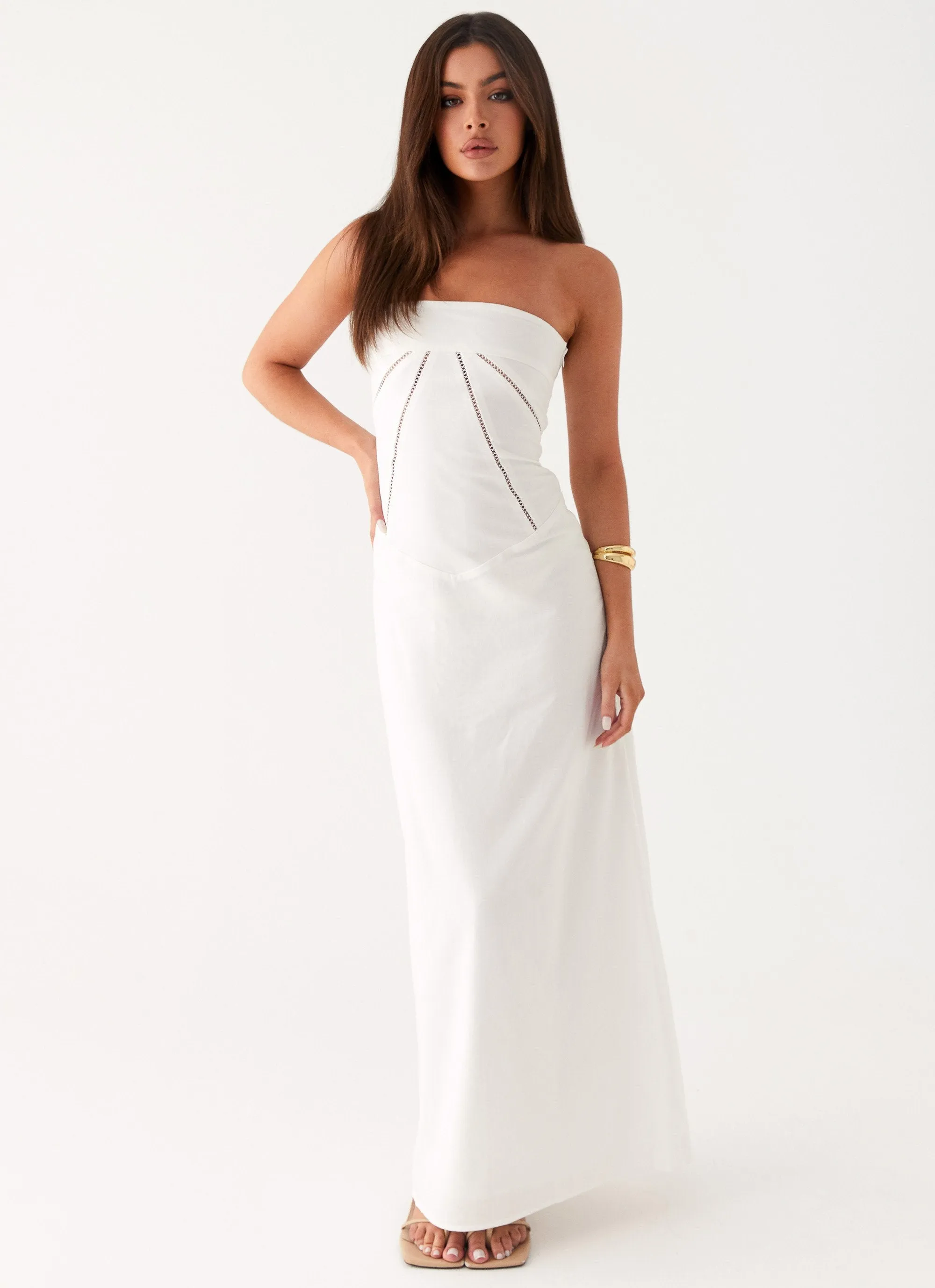 Cerisa Linen Maxi Dress - White