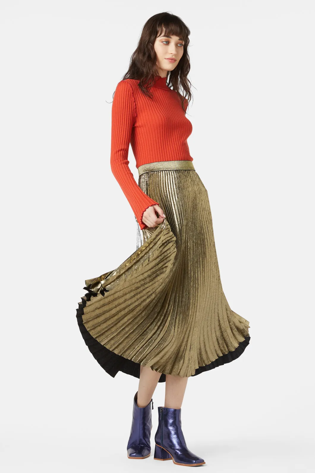 Champagne Pleated Skirt