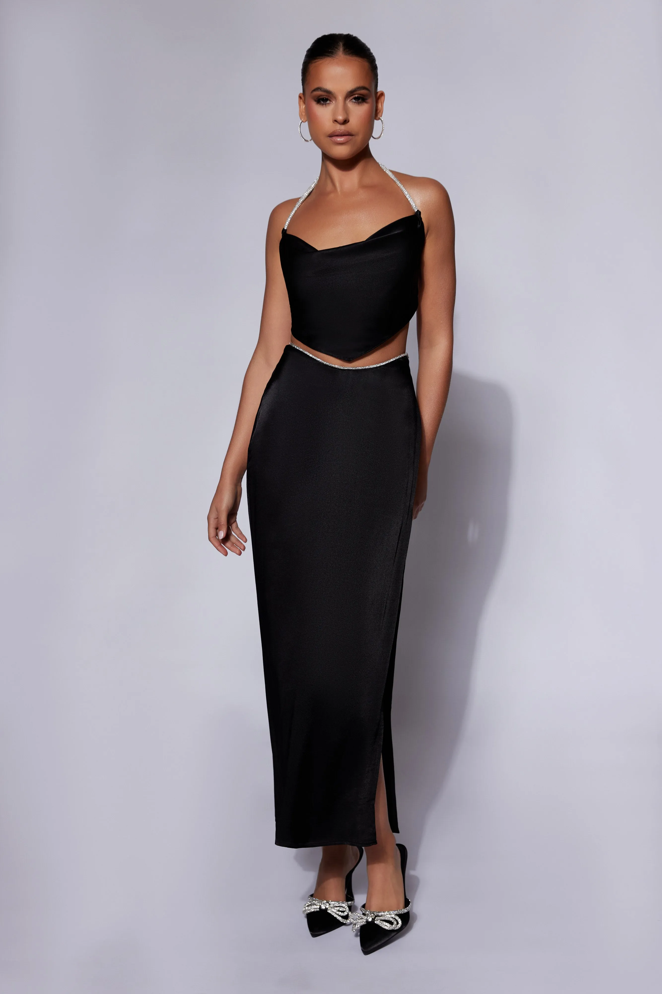 Christie Diamante Rope Maxi Skirt - Black