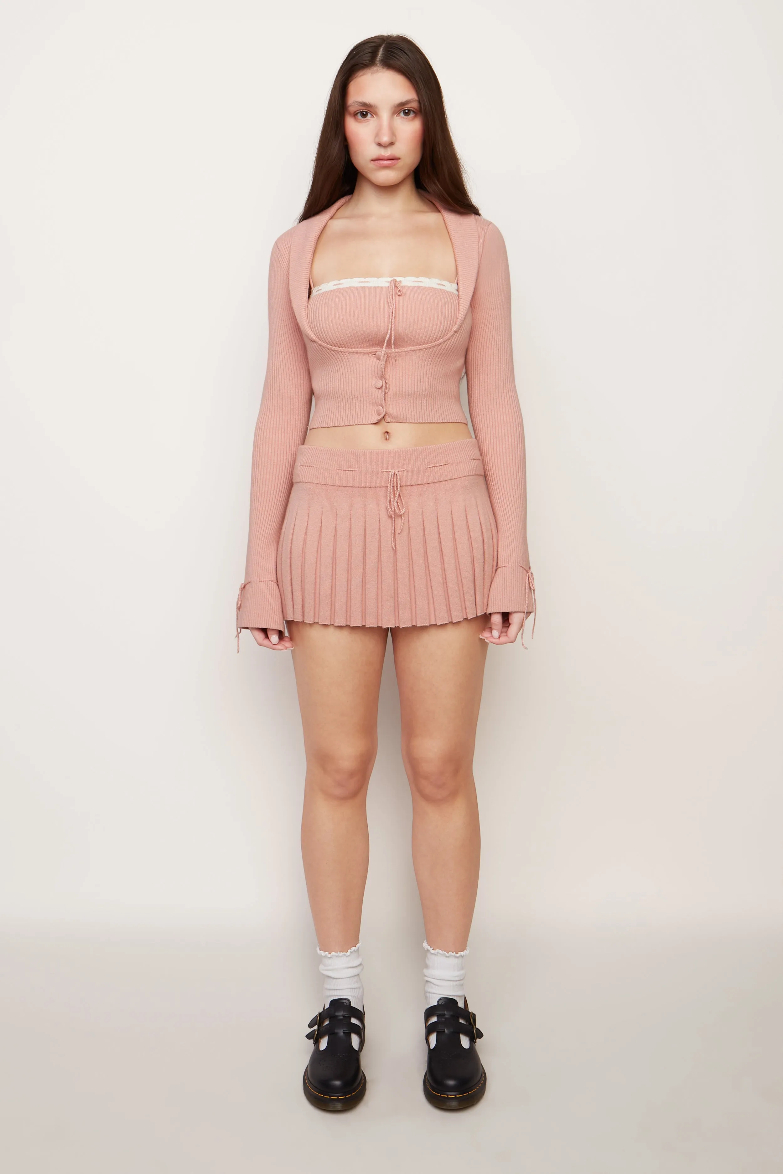 Cielo Pleated Knit Mini Skirt