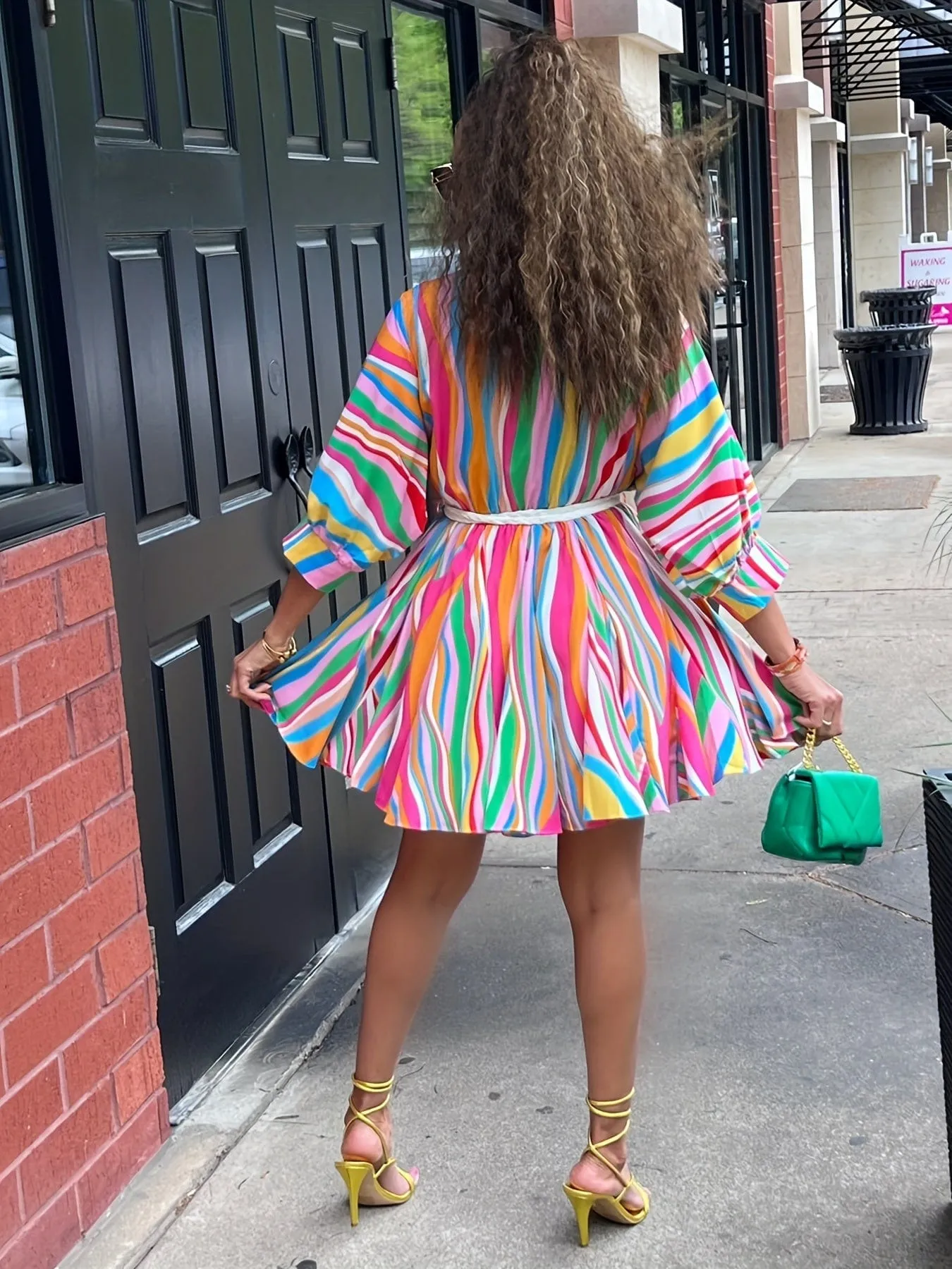 Colorful Pleated Mini Dress