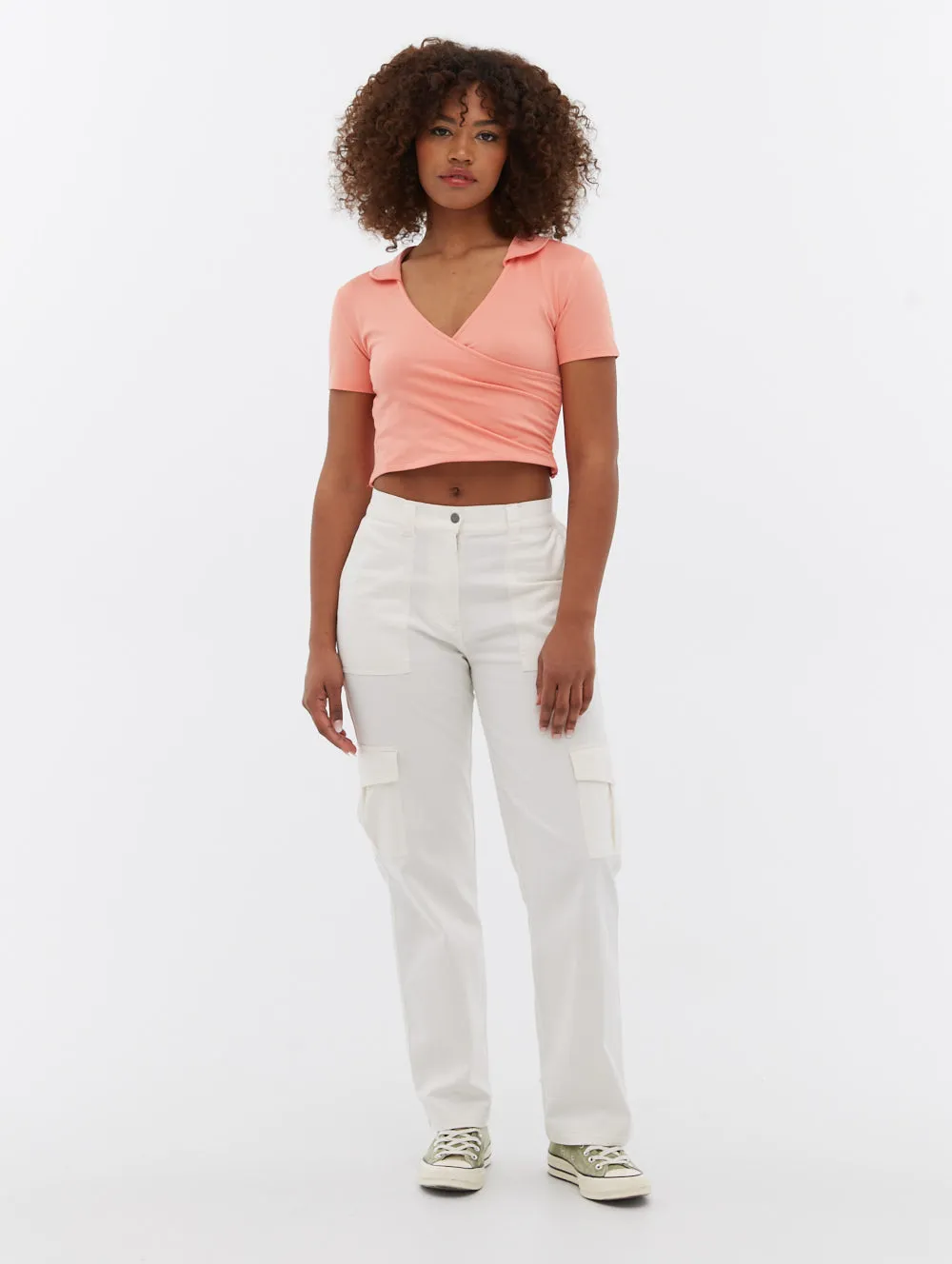 Constance Collared Wrap Crop Top