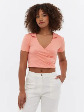 Constance Collared Wrap Crop Top