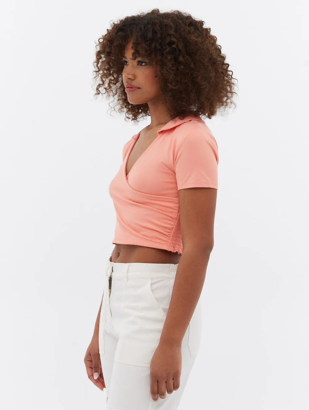 Constance Collared Wrap Crop Top