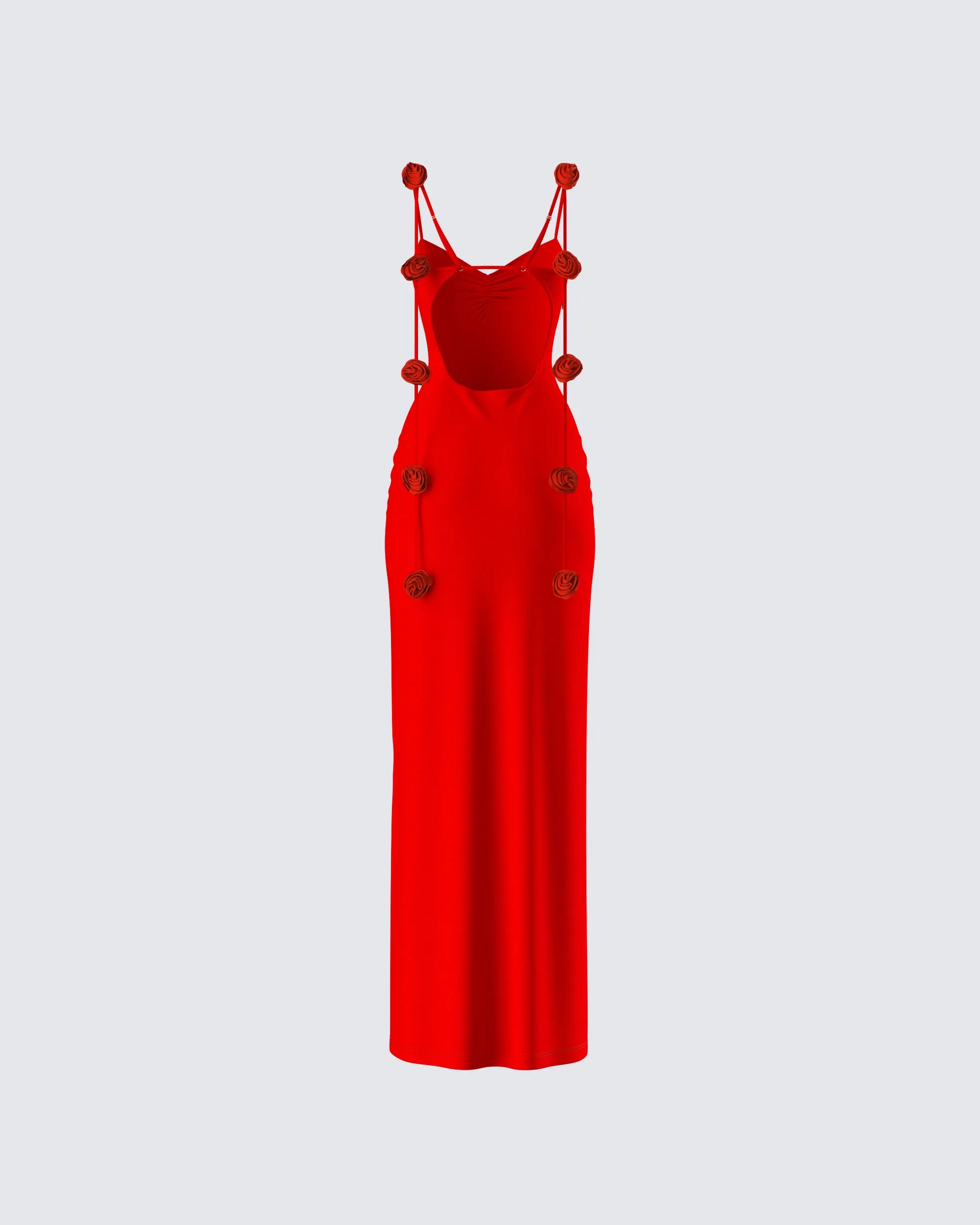 Cordelia Red Rosette Maxi Dress