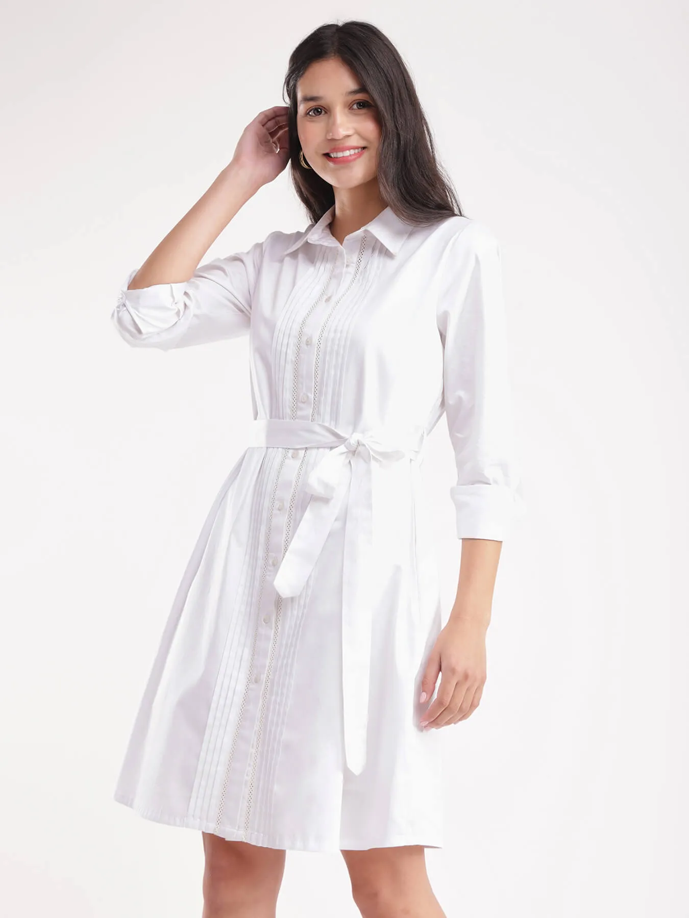 Cotton Shirt Dress - White