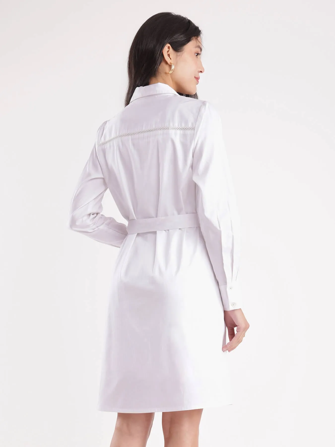 Cotton Shirt Dress - White