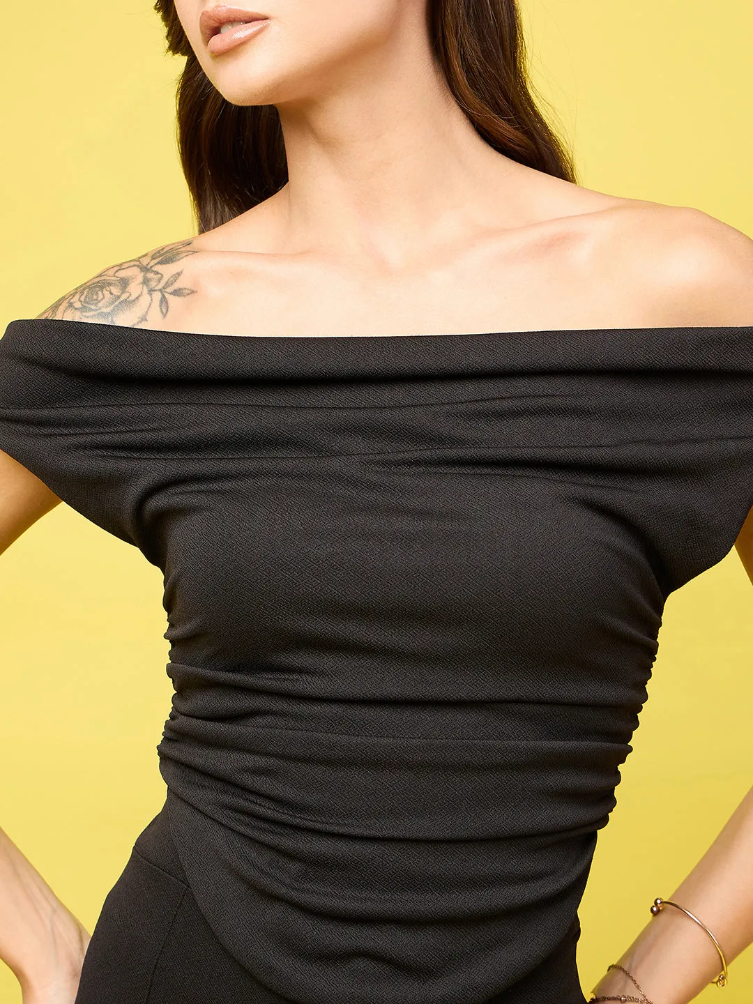 Cotton Stretchable Draped Crop Top