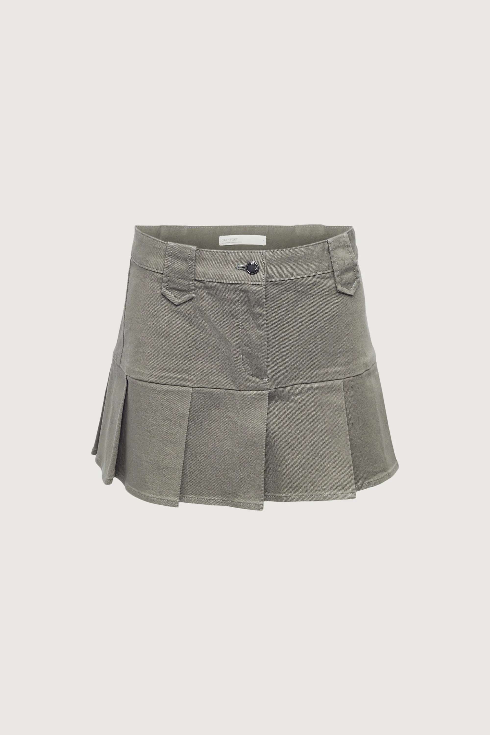 COTTON TWILL PLEATED MINI SKIRT