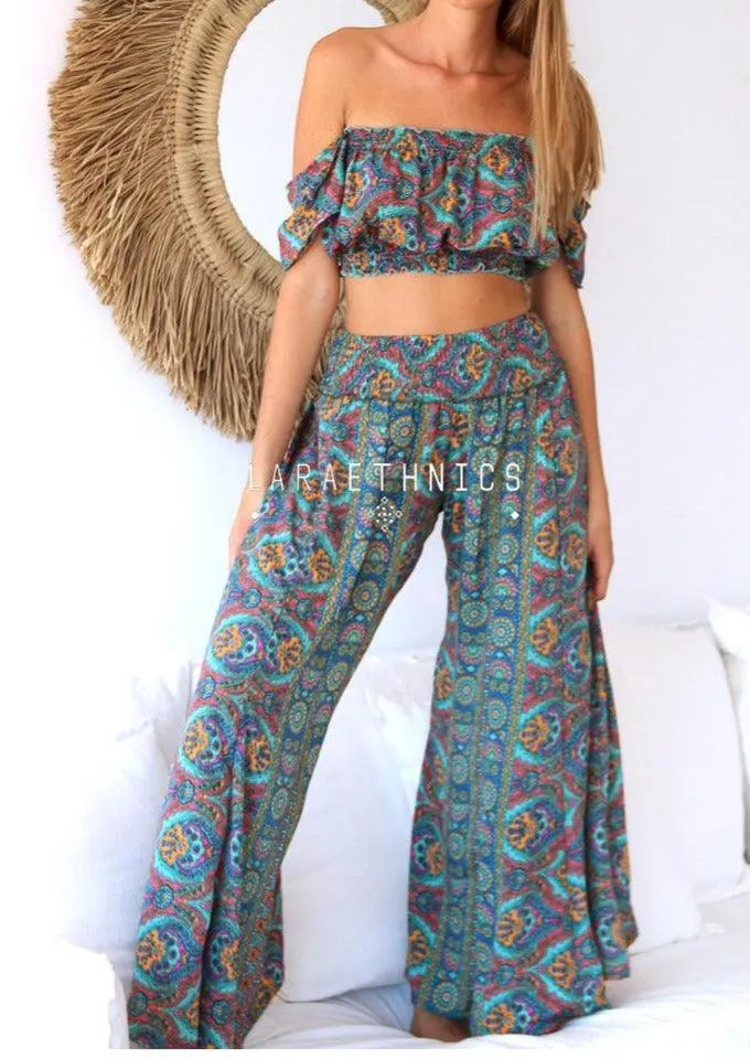 Crop Top Sulia in Oyster Blue Print