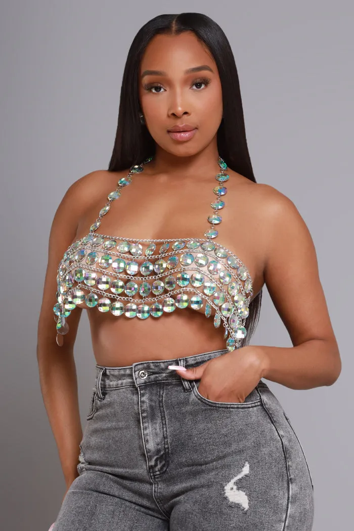 Crystallize Beaded Chandelier Crop Top - Clear