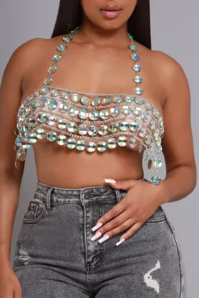 Crystallize Beaded Chandelier Crop Top - Clear