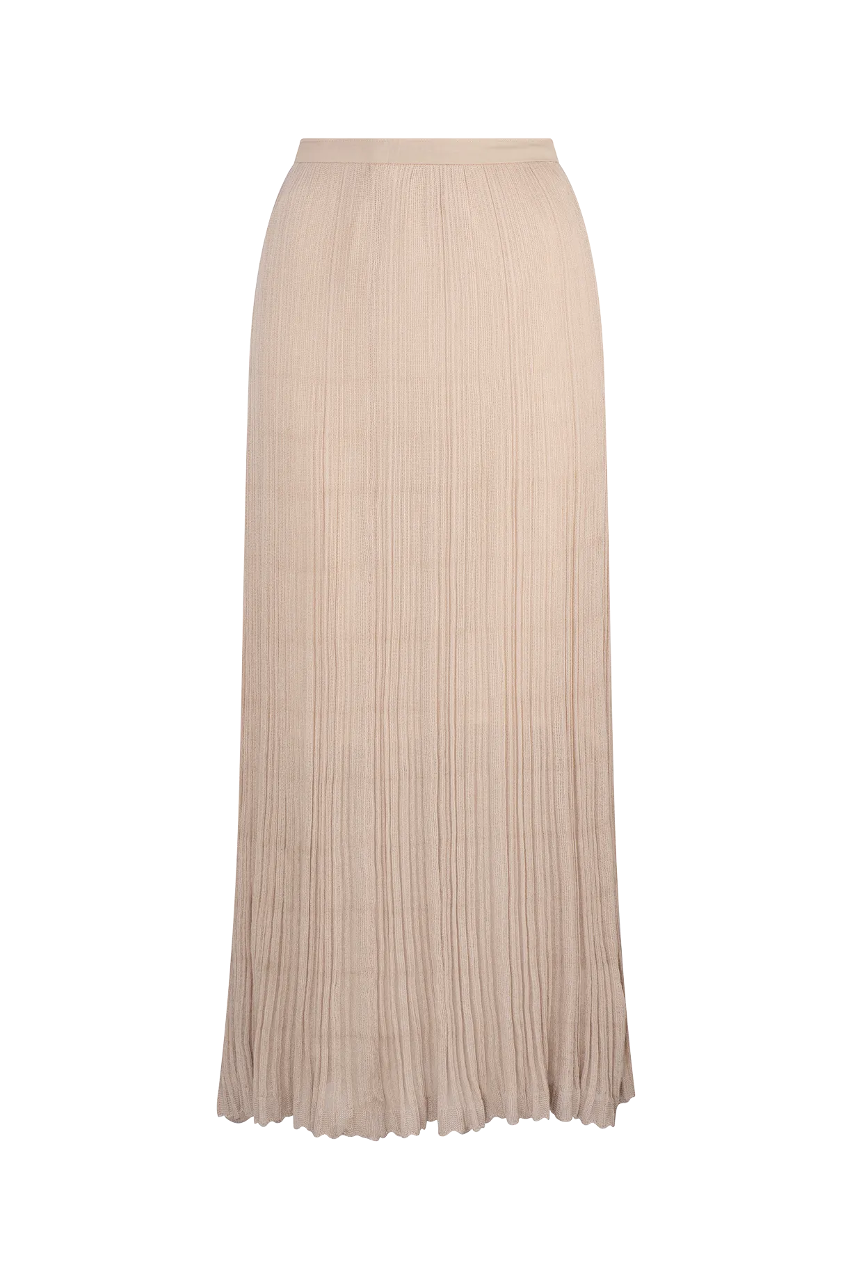 CURAAE Adelaid Midi Knit Pleated Swing Skirt In Oatmeal