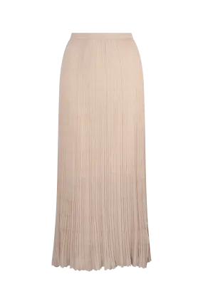 CURAAE Adelaid Midi Knit Pleated Swing Skirt In Oatmeal