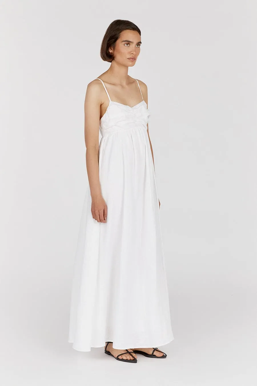 DALLAS WHITE LINEN MAXI DRESS