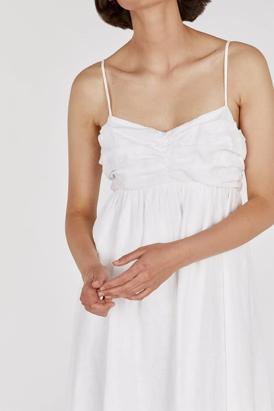 DALLAS WHITE LINEN MAXI DRESS