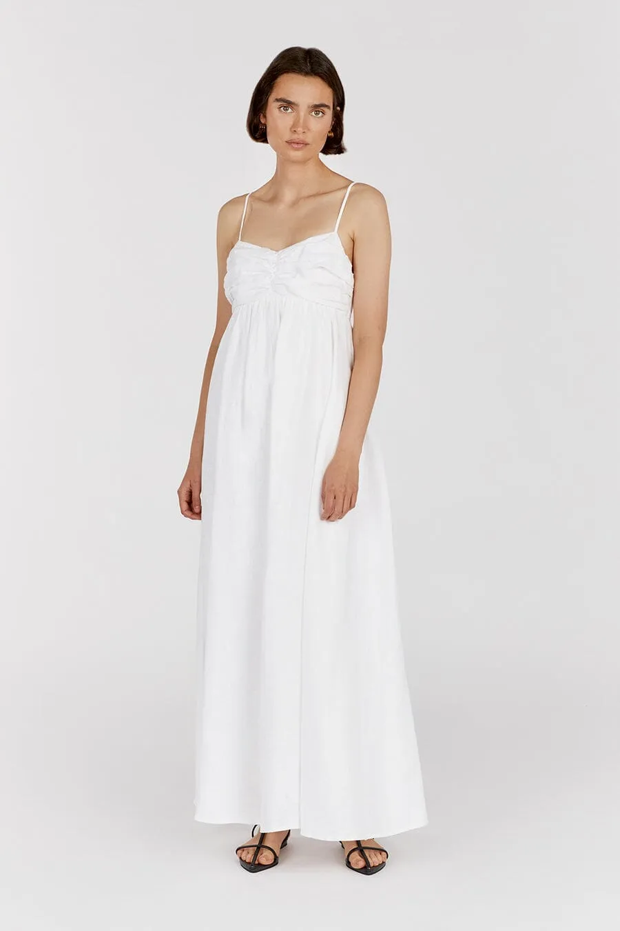 DALLAS WHITE LINEN MAXI DRESS