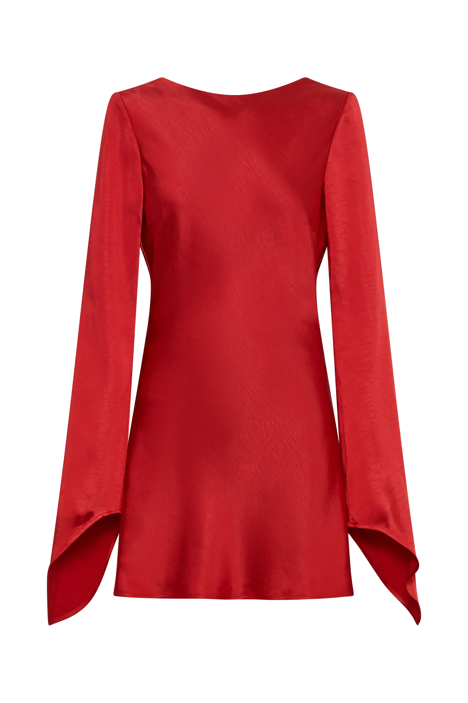 Davina Satin Long Sleeve Mini Dress - Red