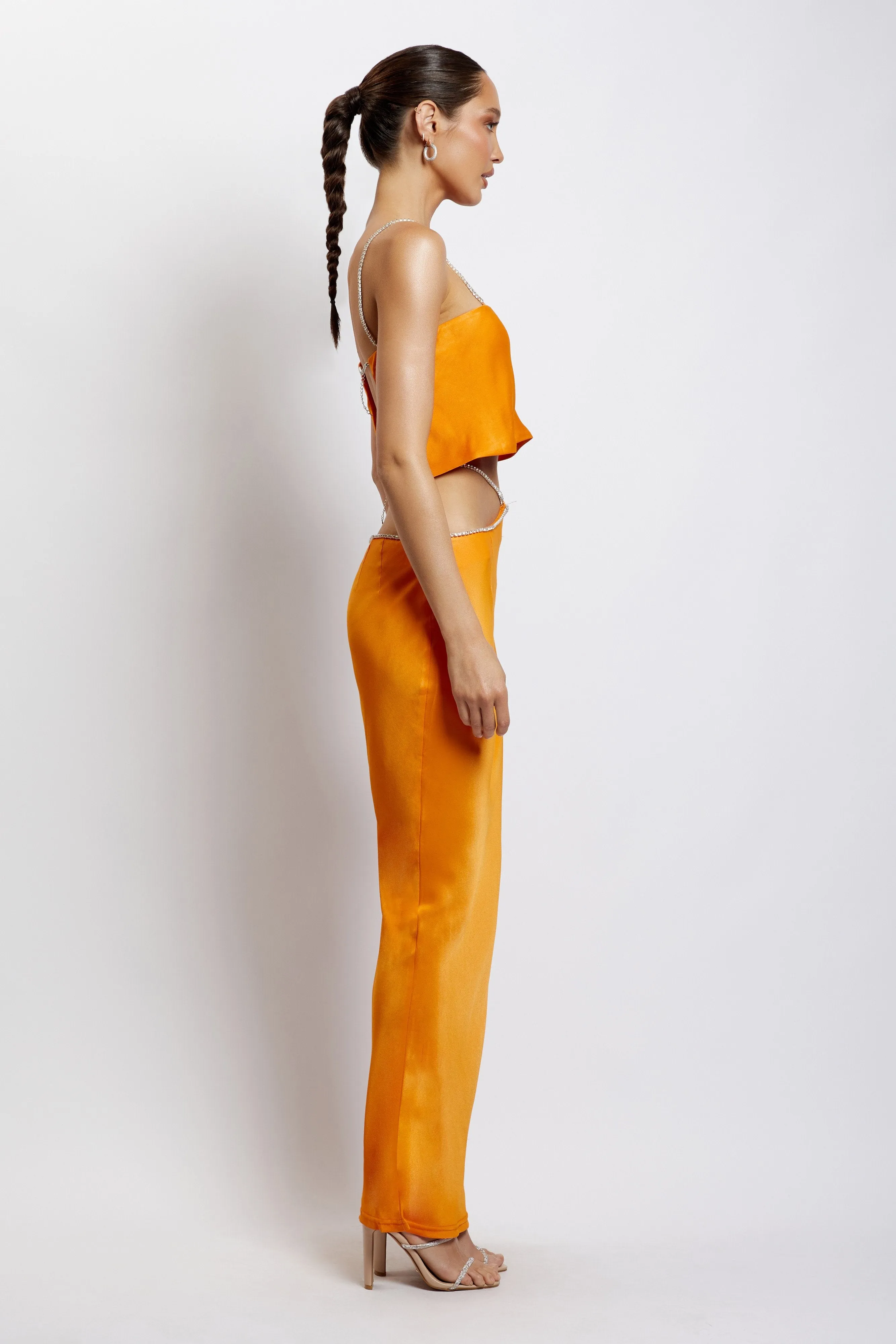 Dayana Diamante Maxi Skirt - Mandarin