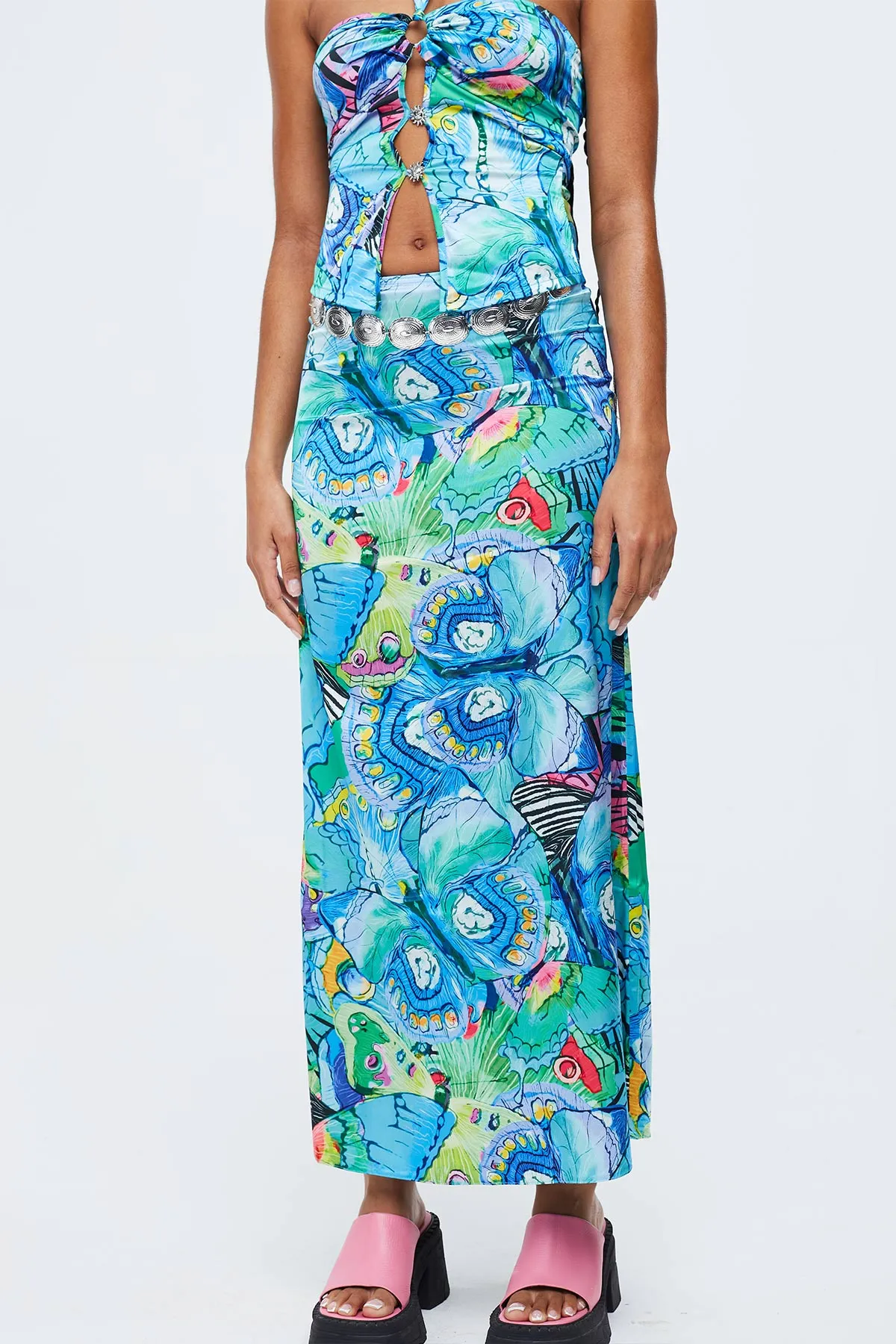 Dazed Butterfly Printed Maxi Skirt