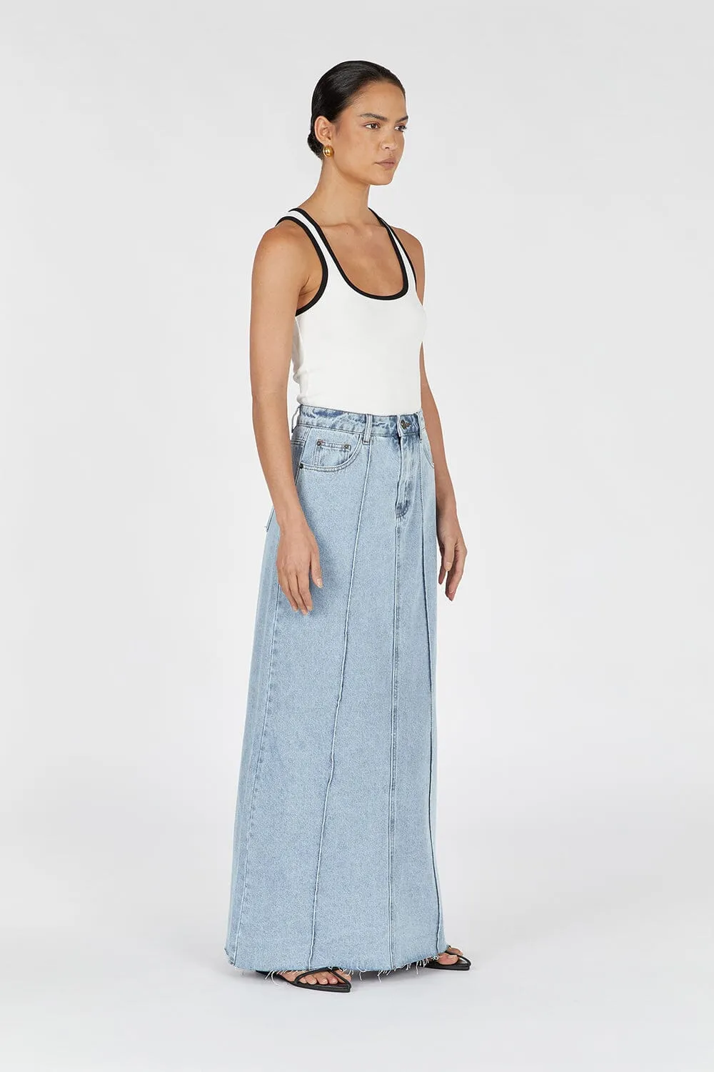 DELLA BLUE COLUMN DENIM SKIRT