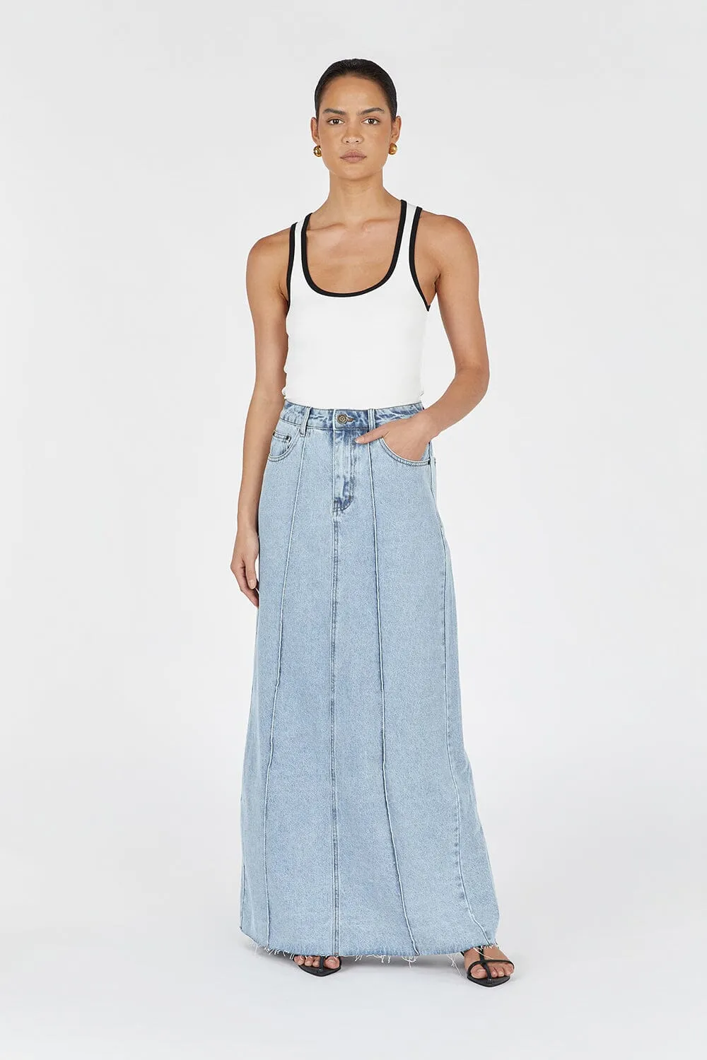 DELLA BLUE COLUMN DENIM SKIRT