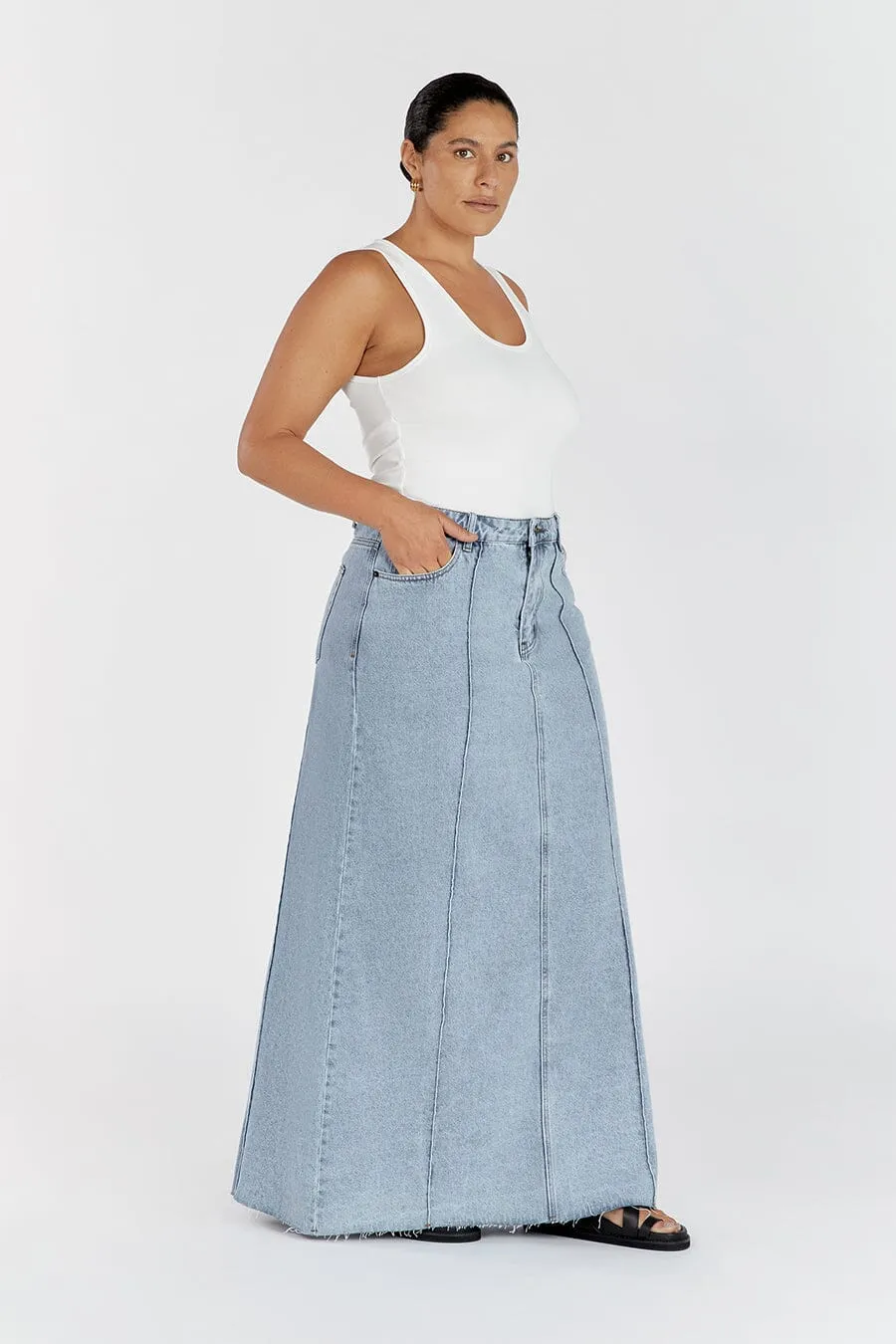 DELLA BLUE COLUMN DENIM SKIRT