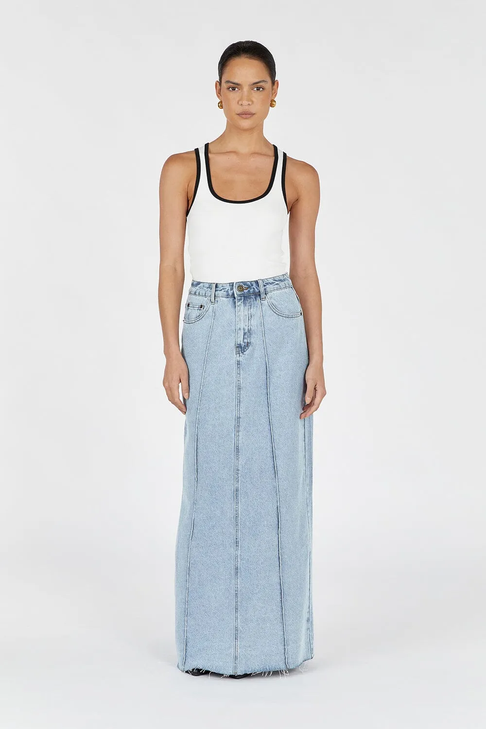 DELLA BLUE COLUMN DENIM SKIRT