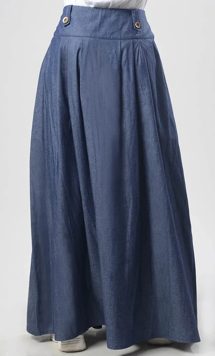 Denim Box Pleated Skirt - Final Sale