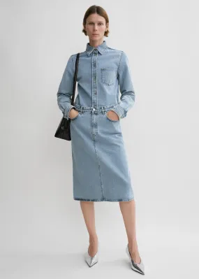 Denim midi skirt cool blue